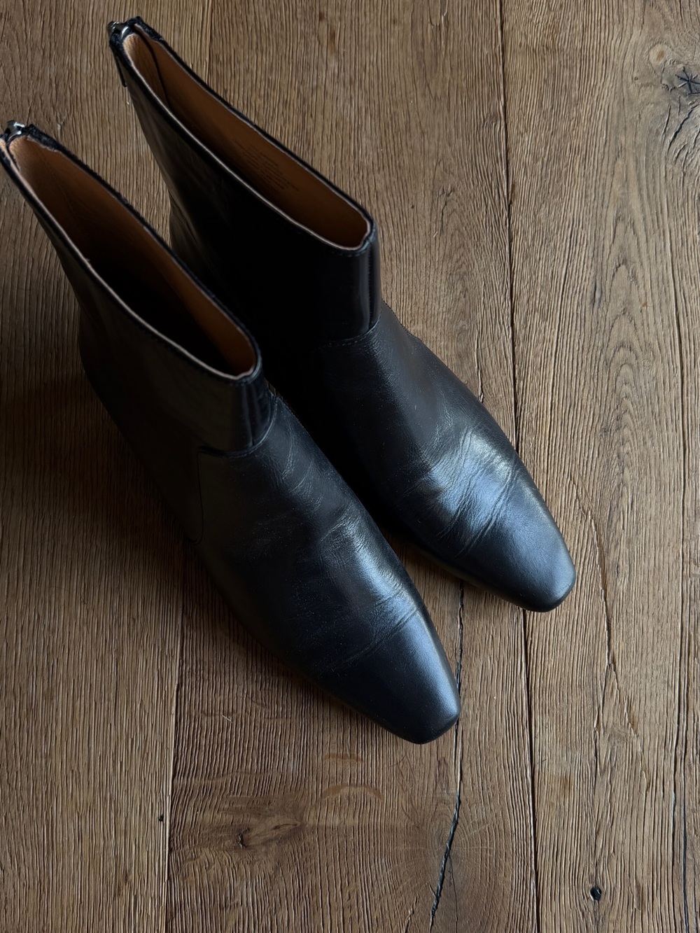 Madewell The Dimes Black Leather Kitten Heel Ankle Boots 9.5